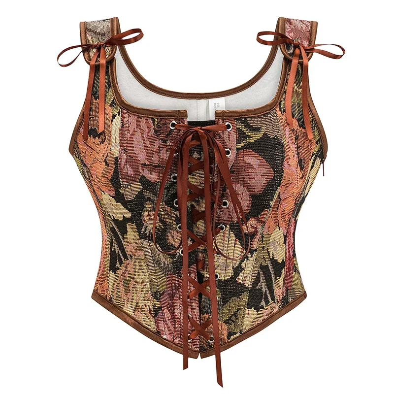Corset Waist Cinch - Korset wanita Gotik antik renda atas