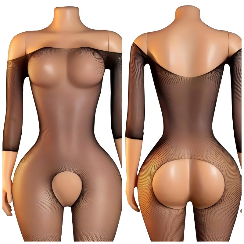 Bodystocking Fishnet - Stoking Jaring Ikan Hitam Seksi Tanpa