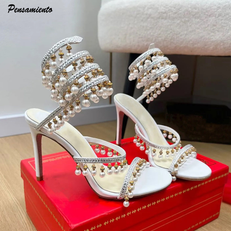 Slip Dress Satin - Sandal Gladiator Wanita Mewah Berhias Mutiara