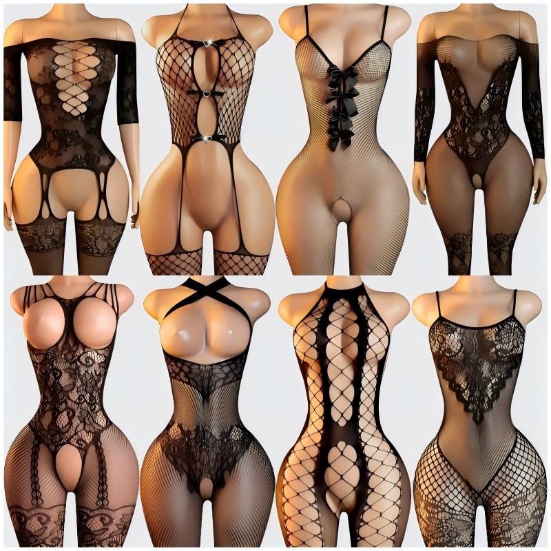 Bodystocking Fishnet - Set Lingerie Seksi untuk Wanita Kostum