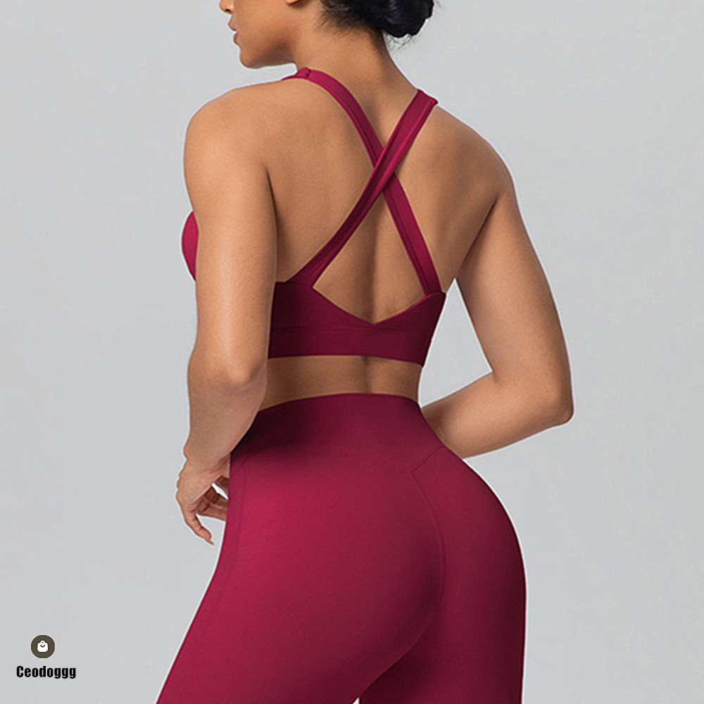 Sports Bra High Impact - Bra Yoga Tali Silang di Bahu,