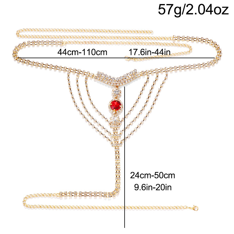 Rantai Tubuh Kristal Rhineston - Thong Bikini Women ulasan dan harga