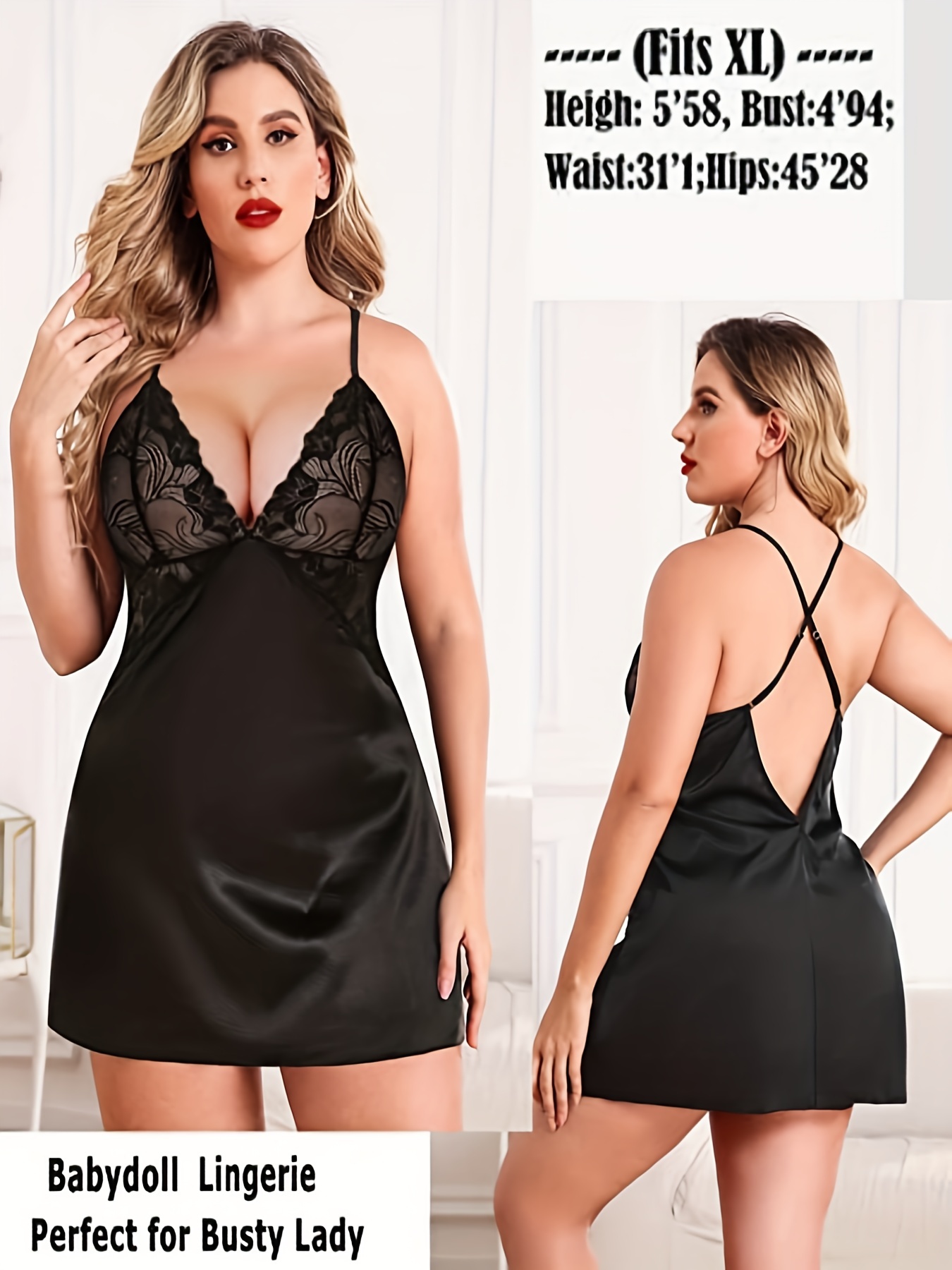 Gaun Tidur Satin Mewah Wanita  - Babydoll Chemise Night ulasan dan harga