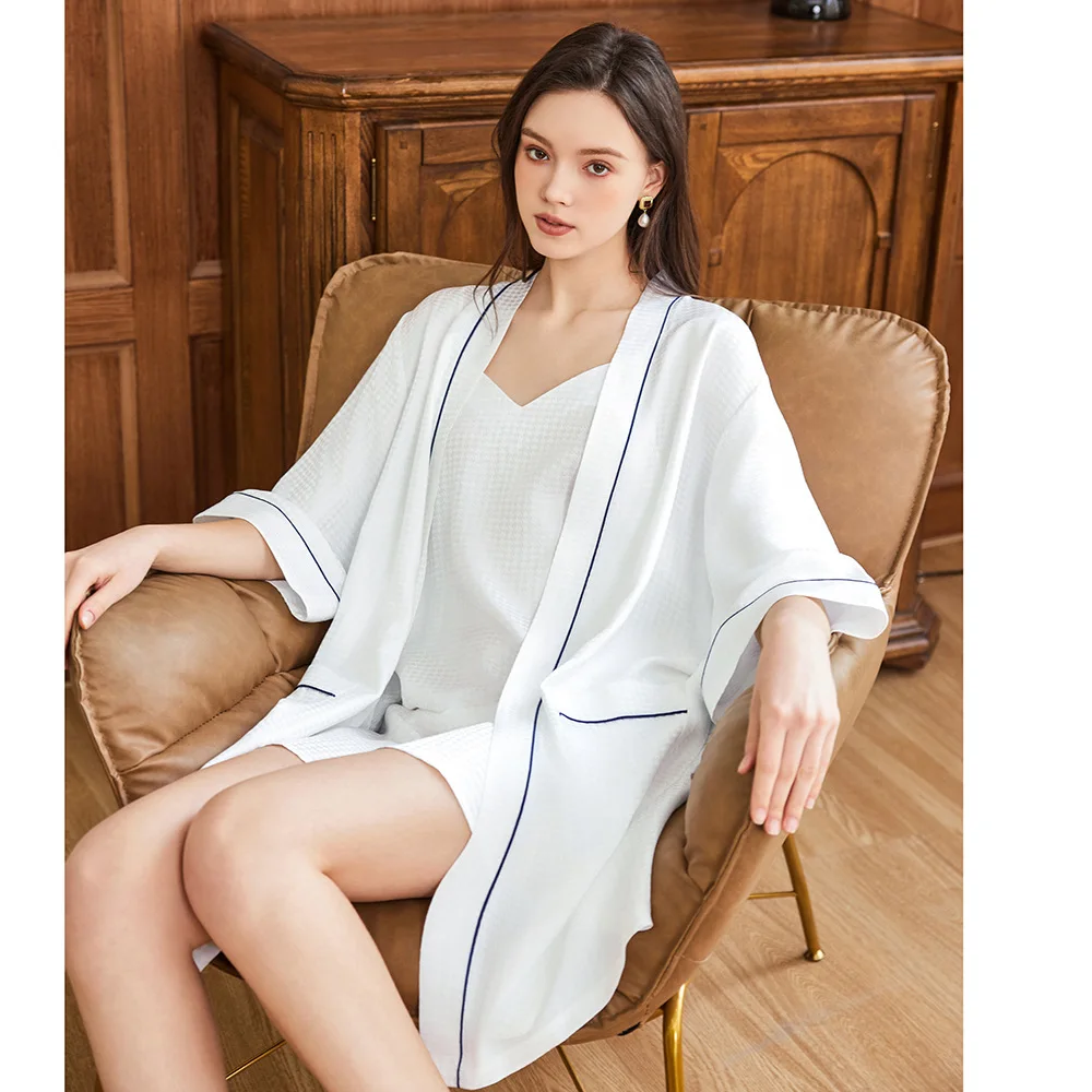 Wafel Jacquard 100% Sutra Murb - Robe Silk Women ulasan dan harga