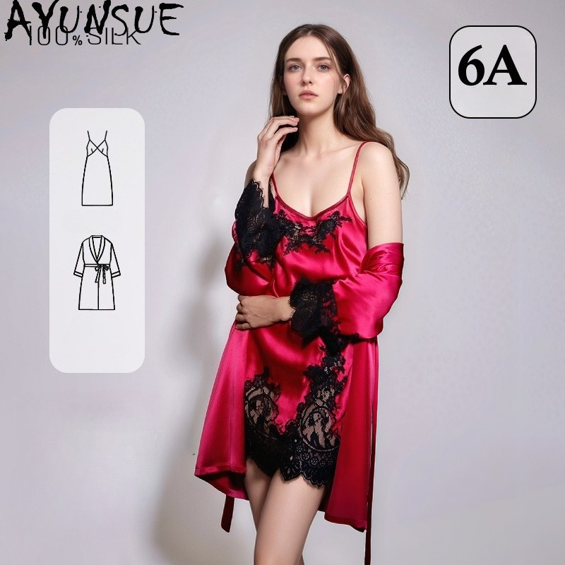 AYUNSUE Gaun Malam Sutra Asli  - Robe Silk Women ulasan dan harga